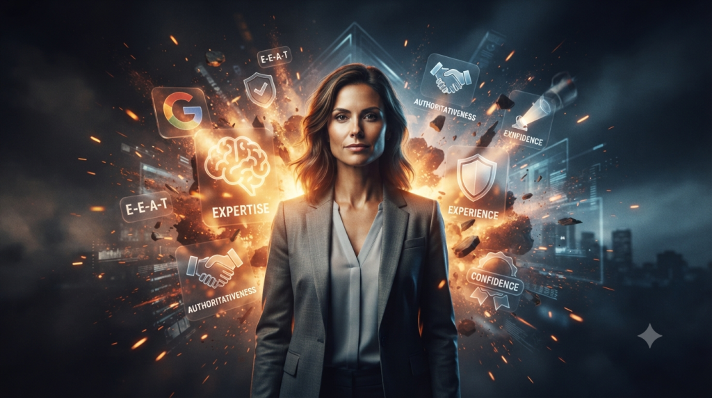 Google E-E-A-T guide explaining experience, expertise, authority and trust for helpful SEO content